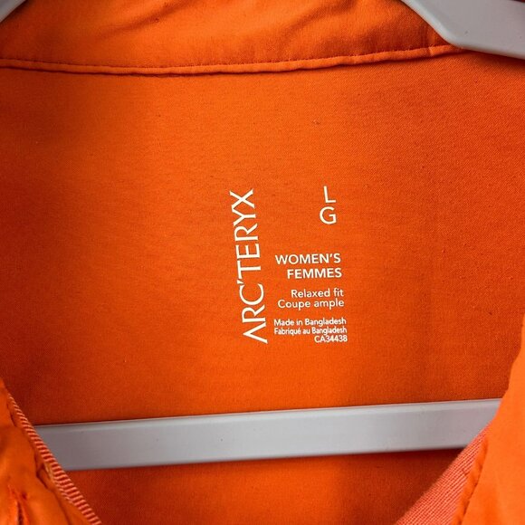 Arcteryx Orange Button Shirt Womens L Long Sleeve Relaxed Fit Outdoors Gorpcore - Picture 3 of 12
